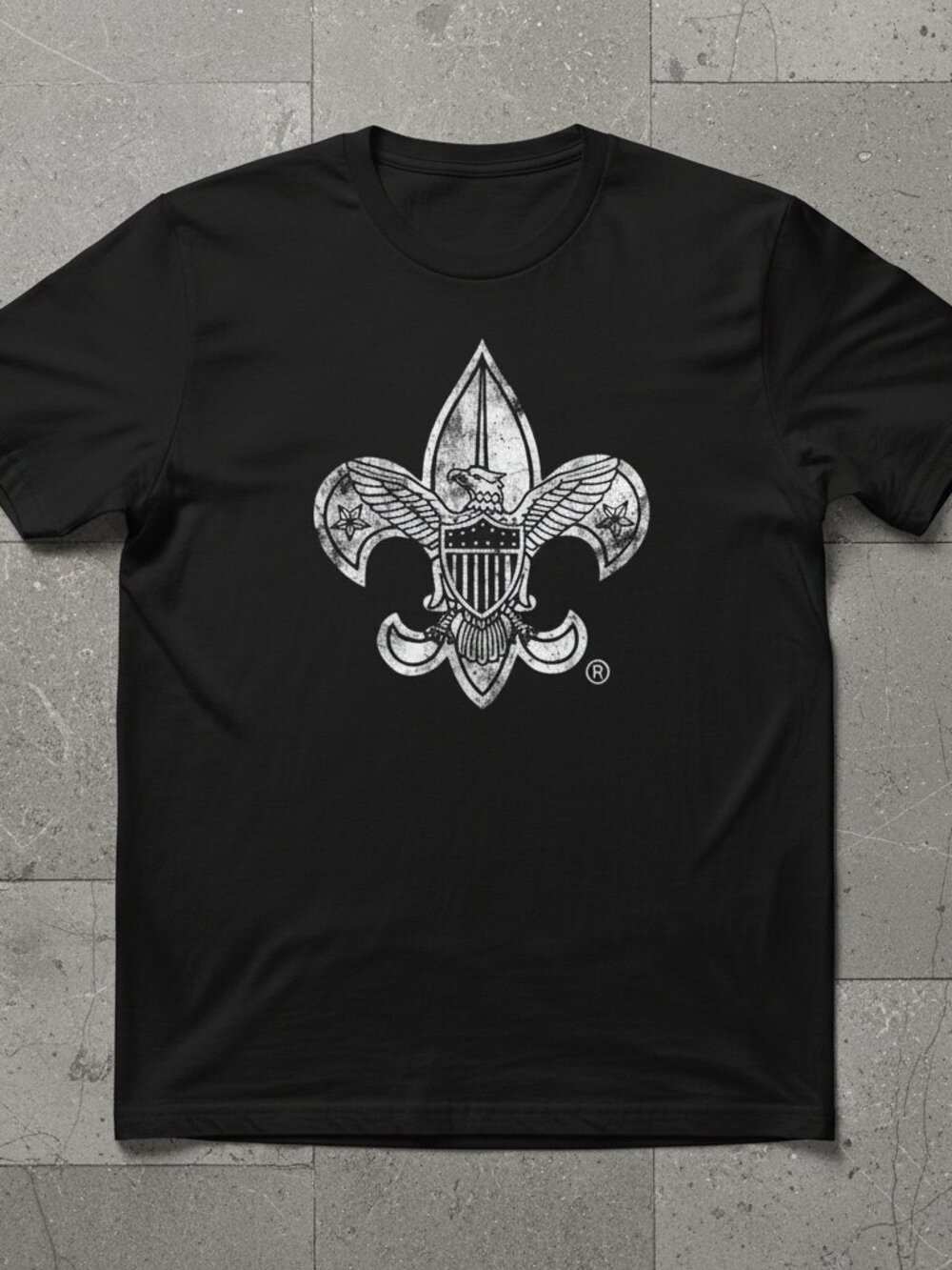 Vintage Eagle Fleur-de-Lis Graphic Tee – Classic Crest Symbol Distressed Unisex
